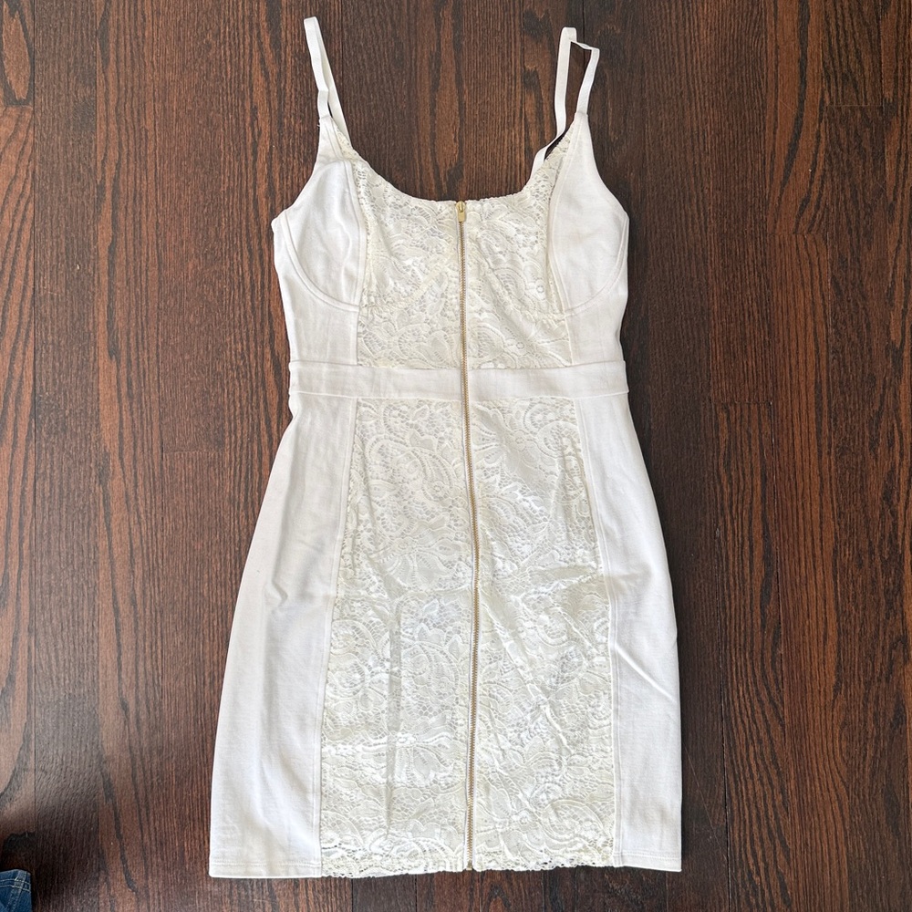 Express Vintage White Midi Lace Dress
